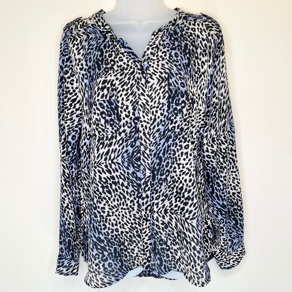 FYLO | NWT Animal Print Button Collared Blouse - Picture 2 of 15